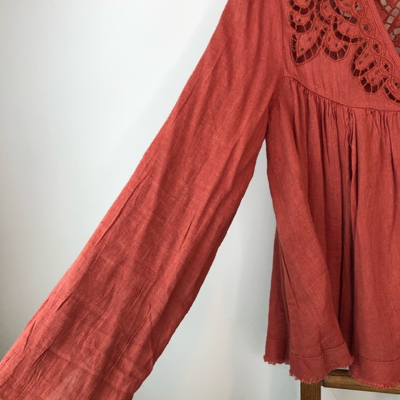 Free People Doin’ it right peasant blouse cinnamon XS - Picture 7 of 13
